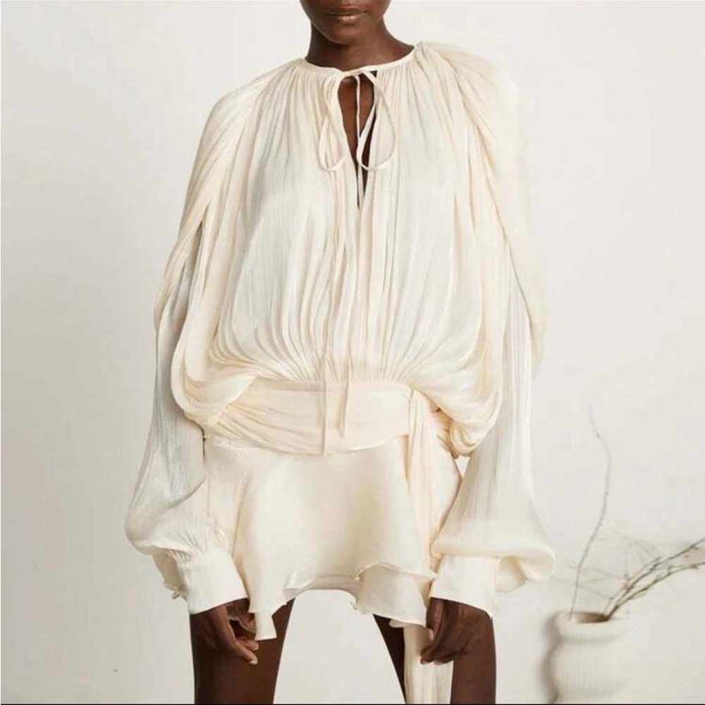 Elegant Cream Blouse Dress